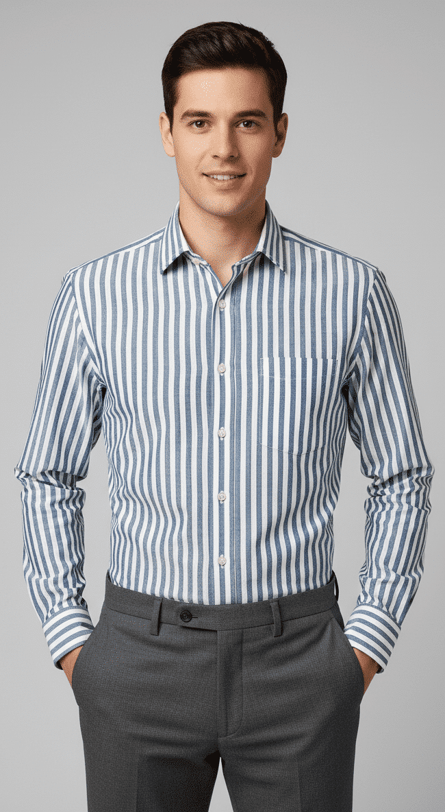 Blue Power Stripes Linen Shirt