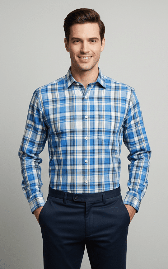 Blue Check Linen Shirt