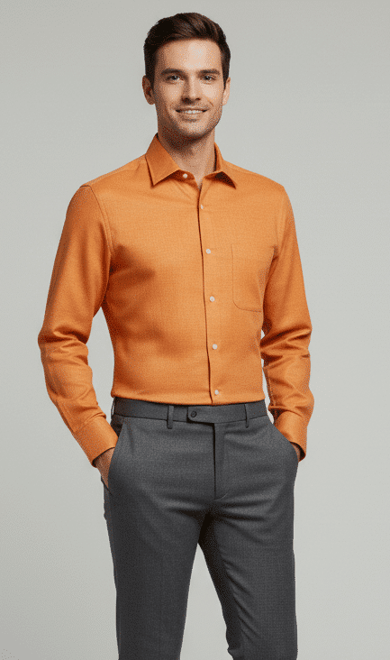 Rust Orange Linen Shirt