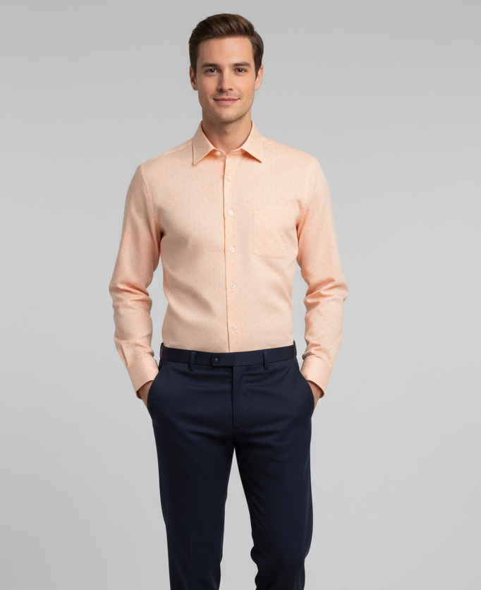 Peach Polka Dot cotton Shirt