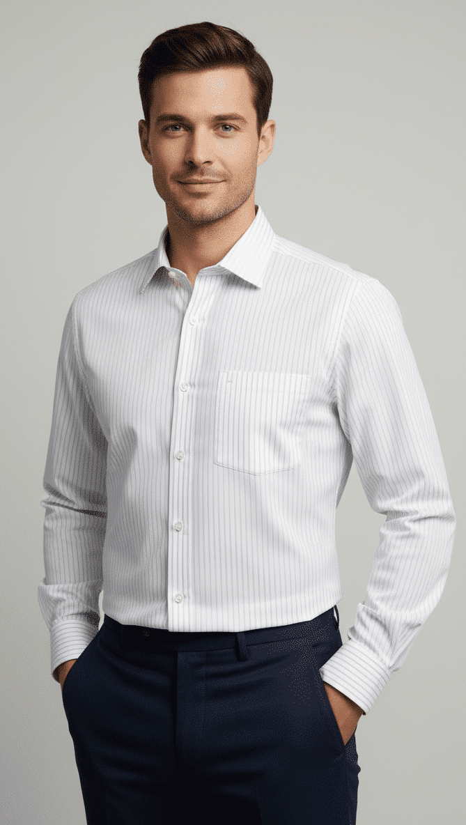 Light Grey Fine Stripe Shirt