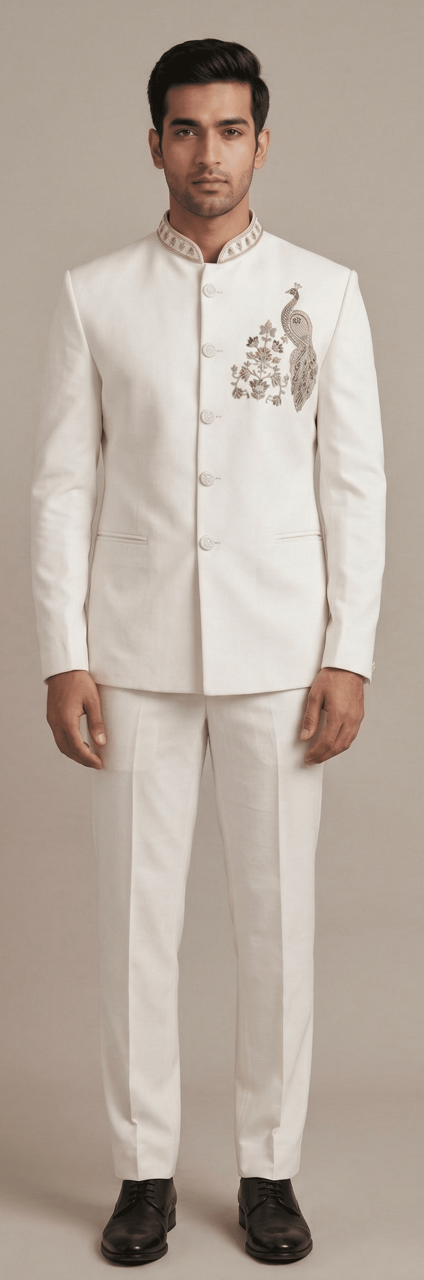 Ivory Royale Peacock Embroidered Designer Jodhpuri