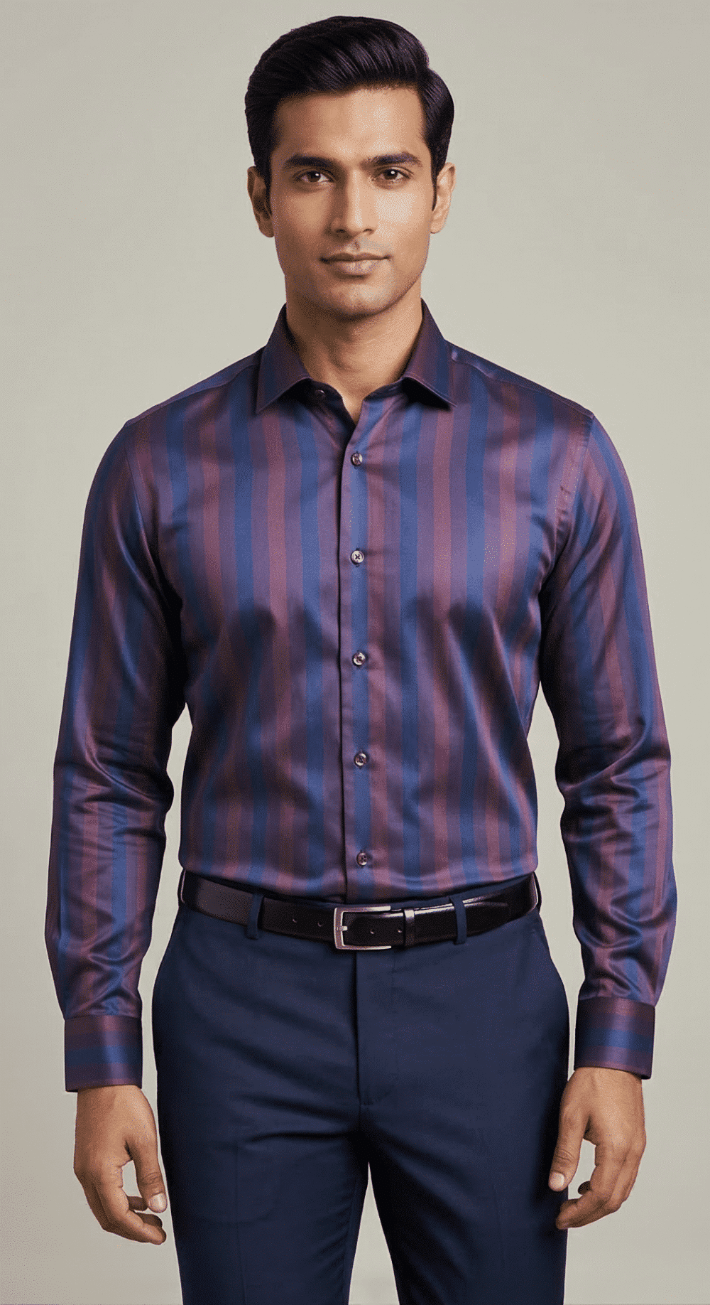 Dark Ruby & Navy Stripe Shirt