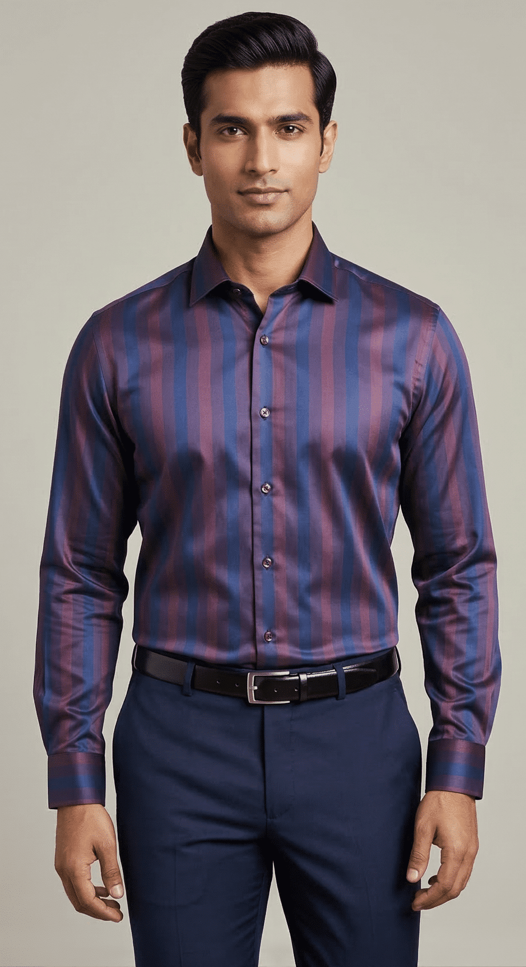 Dark Ruby & Navy Stripe Shirt