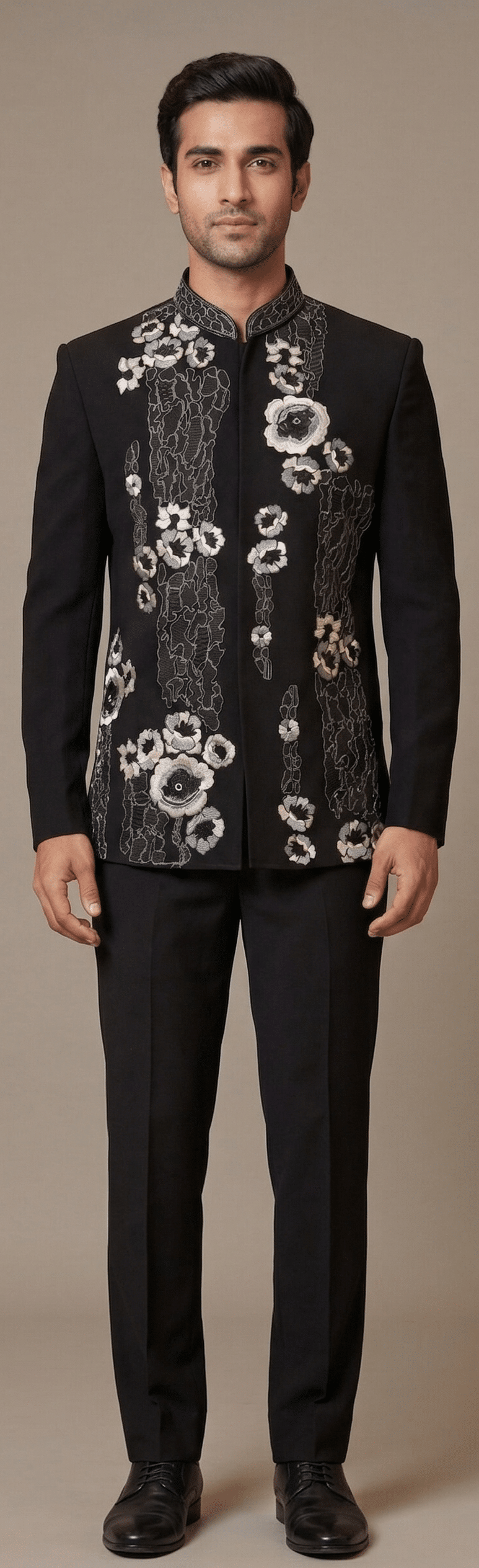 Midnight Black Floral Embroidered Designer Jodhpuri