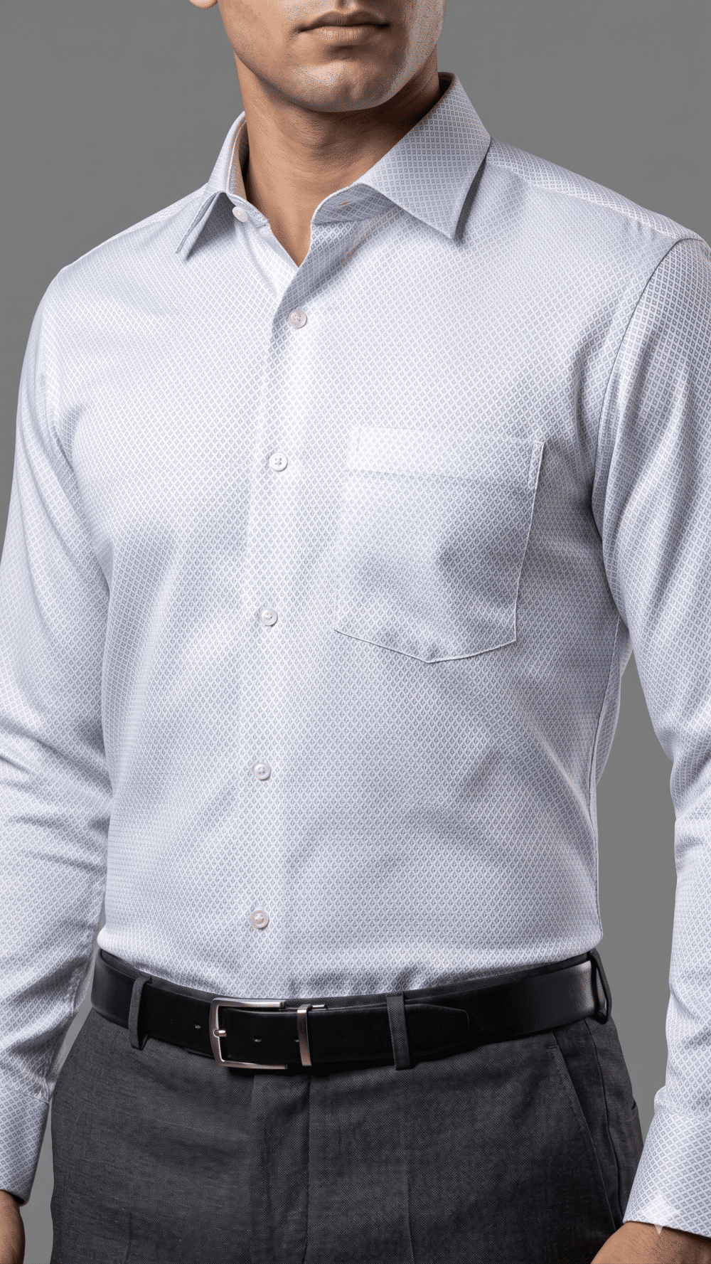 Sky Blue Micro-Print Formal Shirt