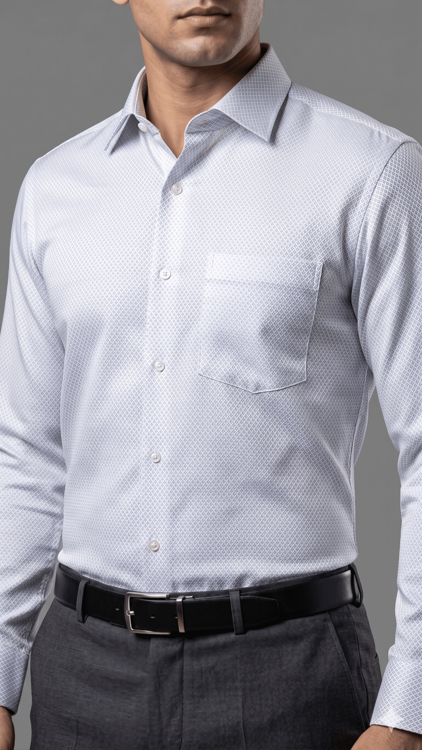 Sky Blue Micro-Print Formal Shirt