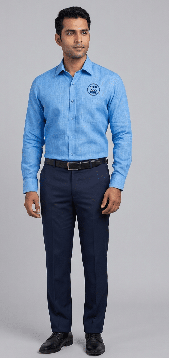 Executive Sky Blue Corporate Uniform Set – PC Blend 50:50 (Shirt & Trouser)