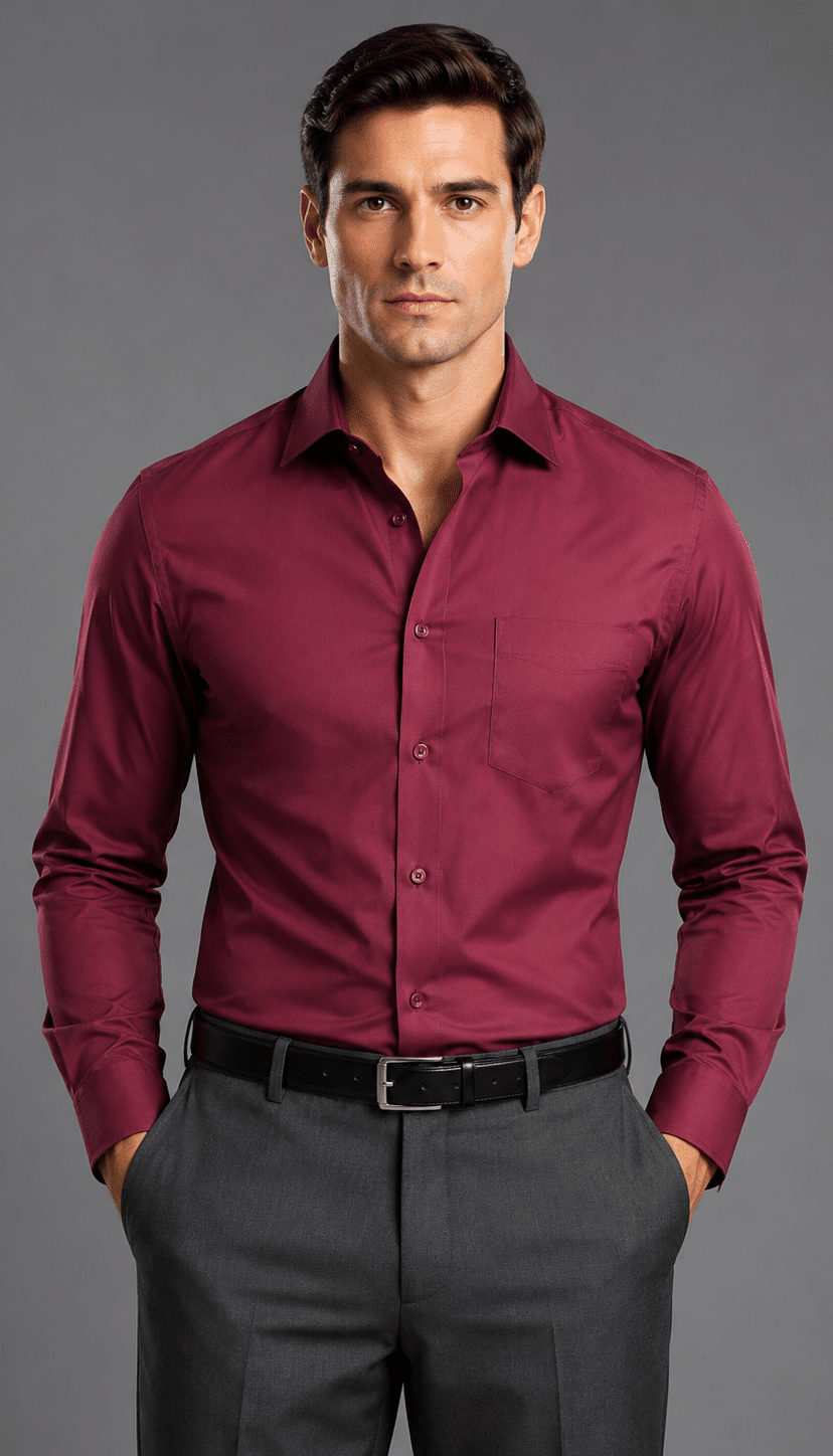 The Royal Burgundy Giza Cotton Luxury Formal Shirt - Klassic Menz