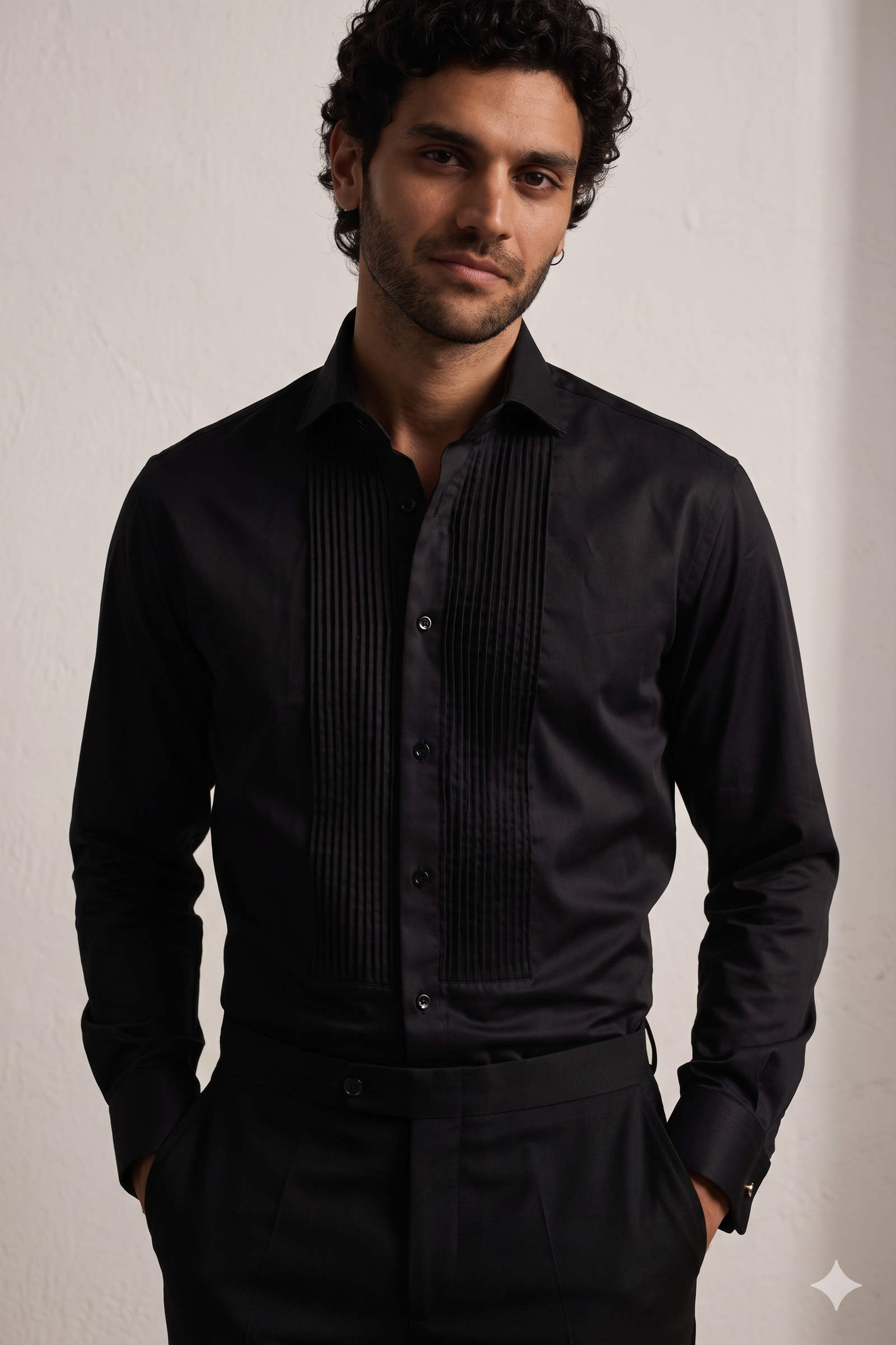 Klassic Menz Noir Prestige – Premium Black Giza Cotton Tuxedo Shirt