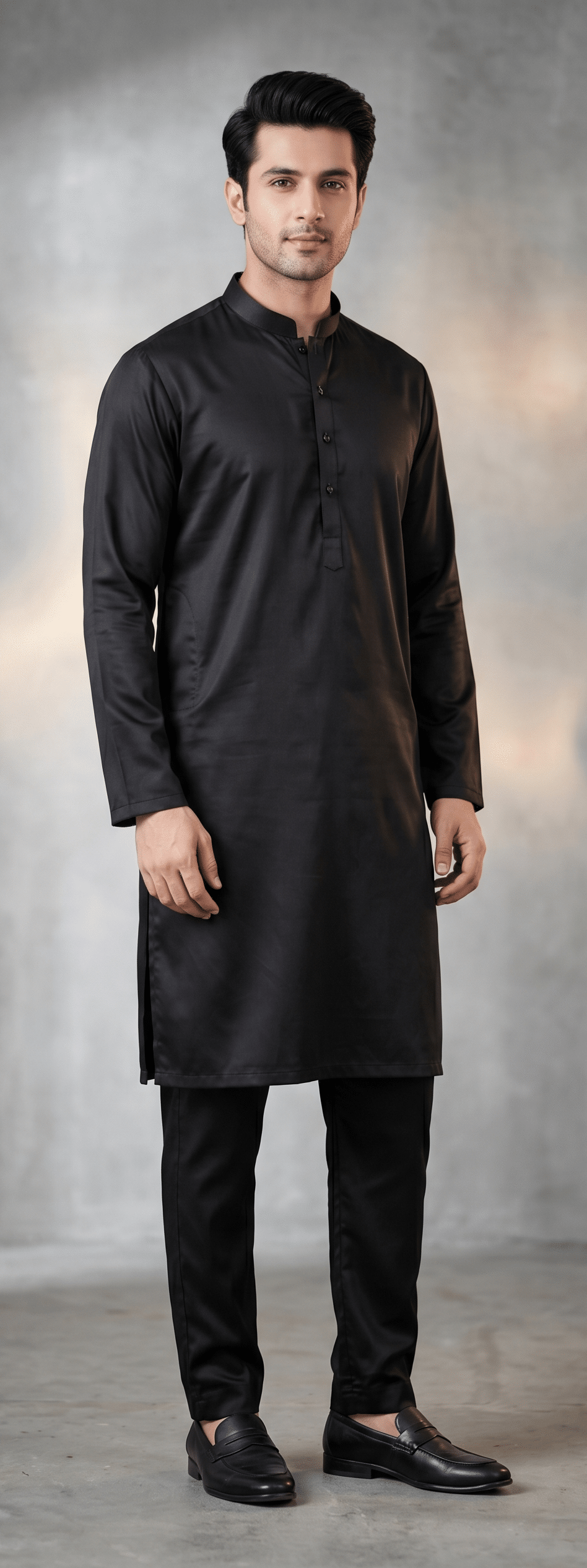 Klassic Menz Noir Royale – Premium Black Giza Cotton Kurta Pajama Set