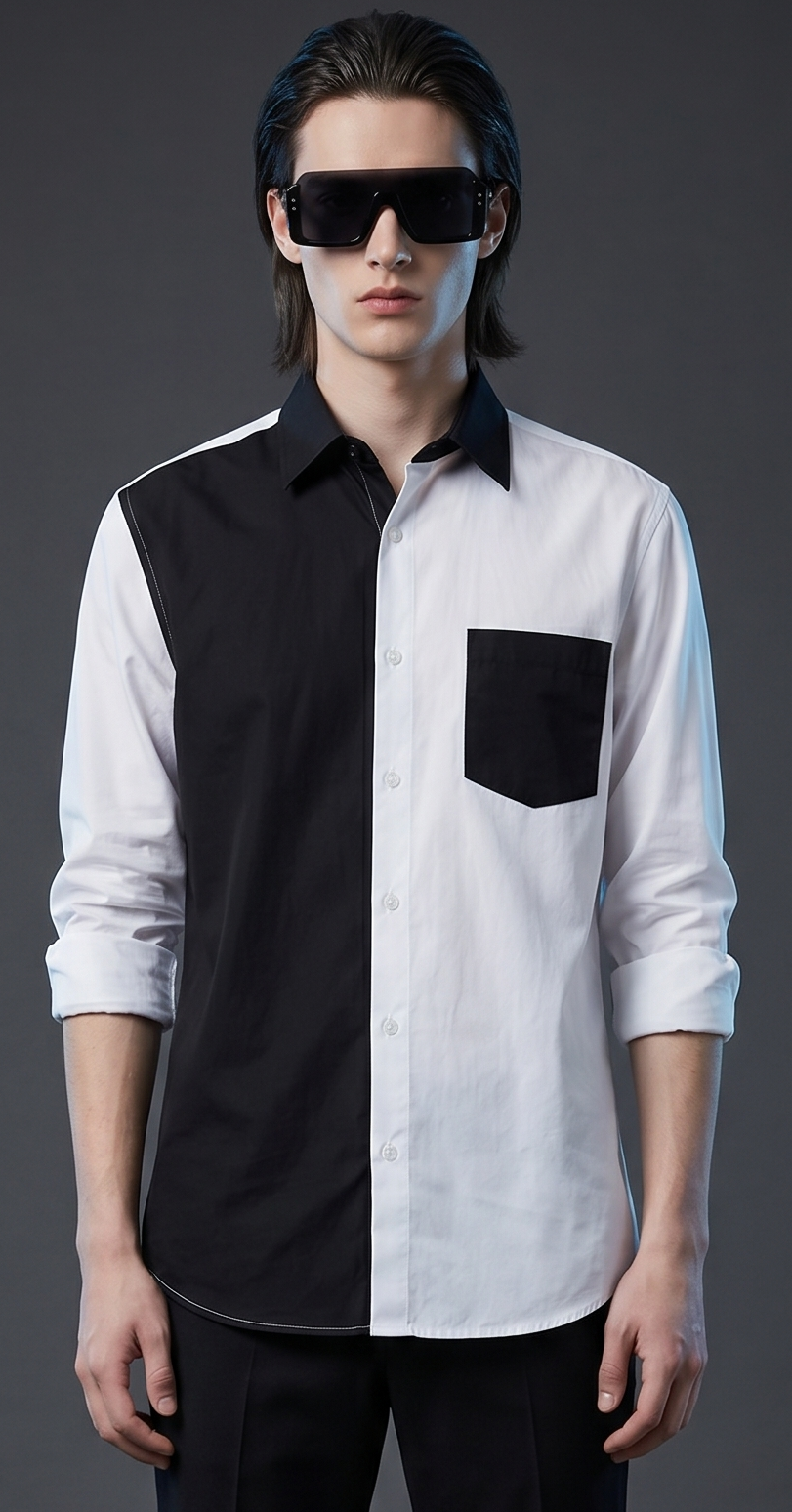 Klassic Menz Signature Dual Tone Black & White Giza Cotton Shirt