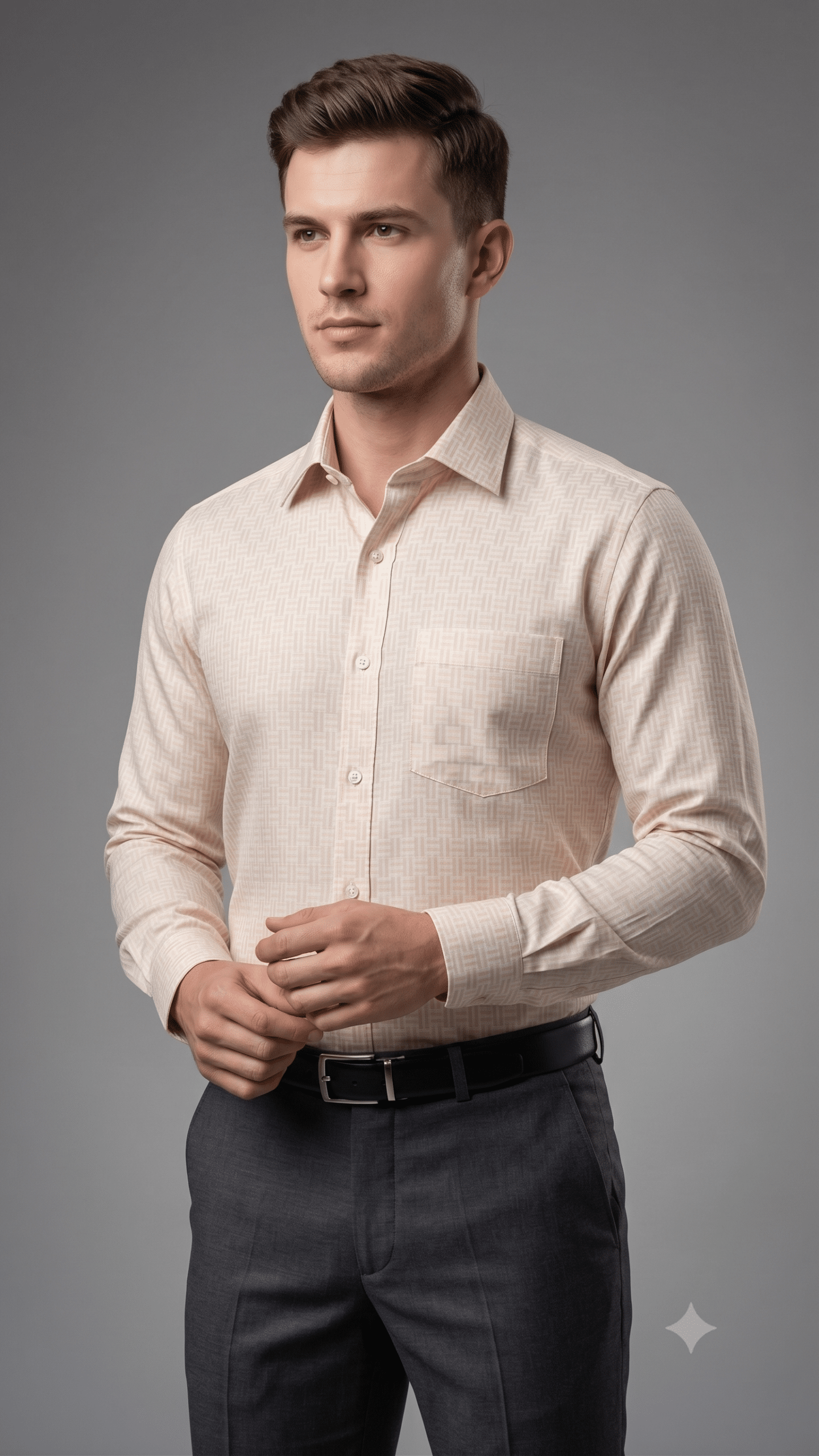 Premium Pink & Yellow Geometric Pattern Formal Shirt