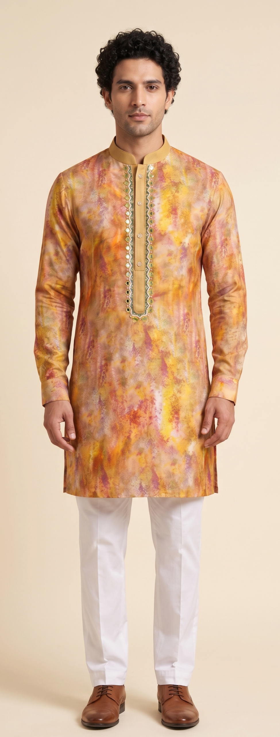 Saffron Yellow Handwork Kurta