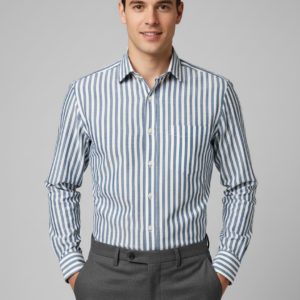 Blue Power Stripes Linen Shirt