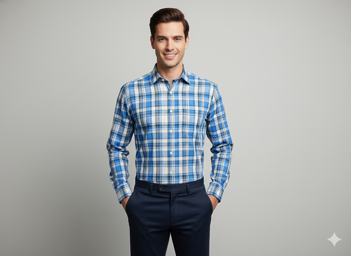 Blue Check Linen Shirt