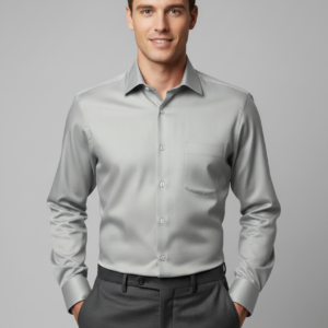 Solid Grey Cotton Shirt